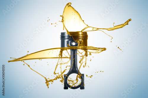 Piston and connecting rod are thrown with oil. Engine oil concept - Oil Splash