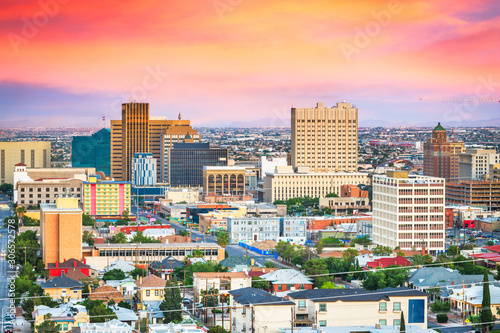 El Paso, Texas, USA downtown city skyline at dusk