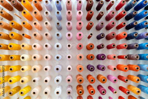 Spools of yarn or thread in store of tailor or seamstress