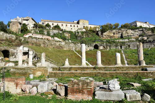 Sessa Aurunca, italy, 11/30/2019. View of an ancient Roman theater.
