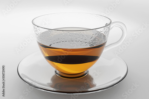 Hot tea in a glass cup