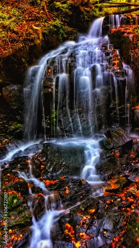 Autumn waterfall in greenstone valley forest park, benxi, liaoning, China