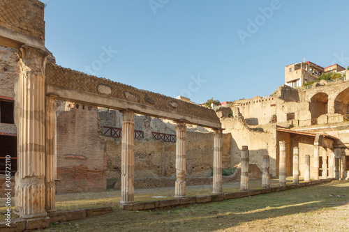 Palaestra in ancient Ercolano (Herculaneum) city ruins