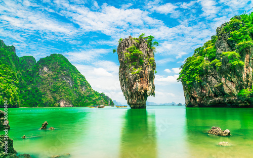 Stunning amazed nature scenic landscape James Bond island Phang-Nga bay, Famous fantastic landmark travel Phuket Thailand Tourism beautiful destination popular place Asia, Summer holiday vacation trip