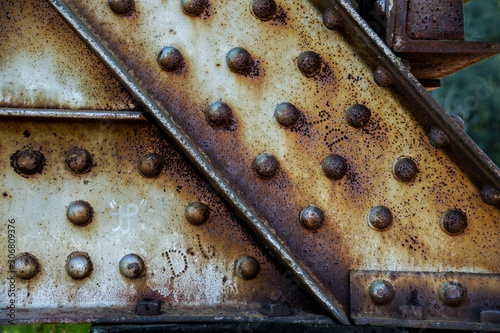 Steel girders and rivets of bridge