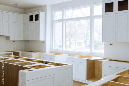 Wooden cabinets installation of in the white of installation base cabinets modular kitchen