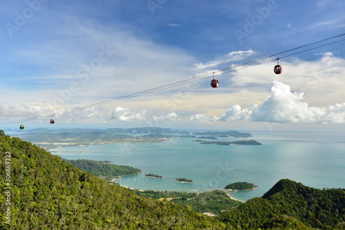 Malaysia, Langkawi view on Cable Car on top of the Machinchang mountain.