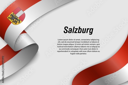 Waving ribbon or banner with flag State of Austria salzburg