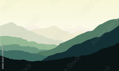 green mountain landscape. illustration 
