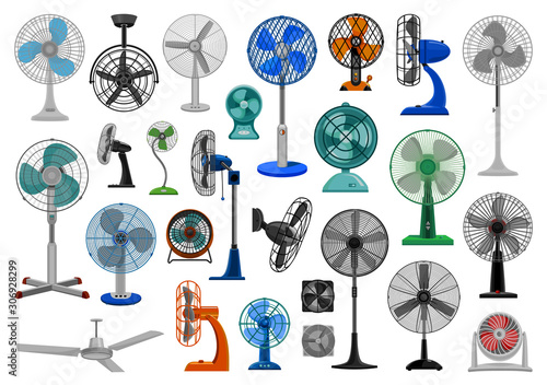 Electric fan cartoon vector set icon.Vector illustration icon air propeller on white background . Isolated cartoon set electric and air fan.