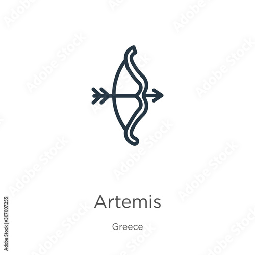 Artemis icon. Thin linear artemis outline icon isolated on white background from greece collection. Line vector artemis sign, symbol for web and mobile