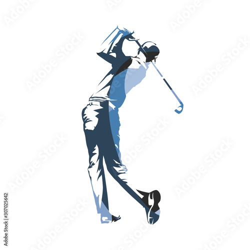 Golf player, golf swing, isolated vector illustration