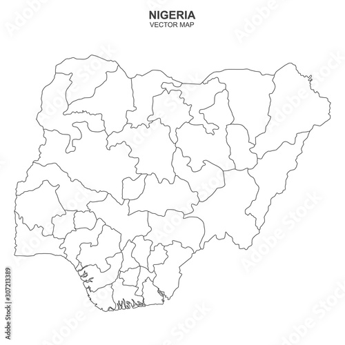 political map of Nigeria isolated on white background