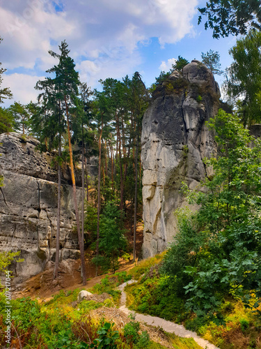 Path between sandstone rocks in Bohemian Paradise ,Czech republic 