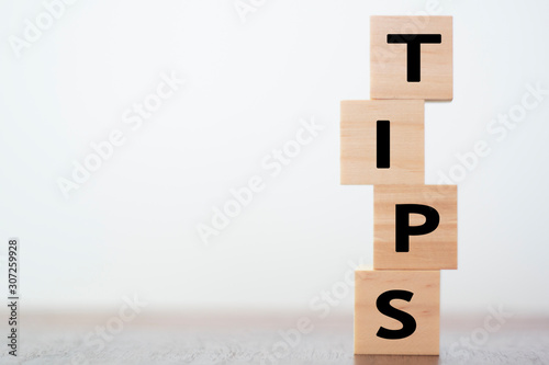 Tips written on wooden cubes