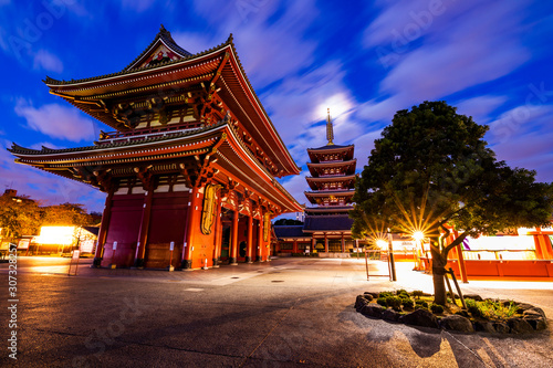 Tokyo - Sensoji-ji, Temple in Asakusa at sunset, Japan