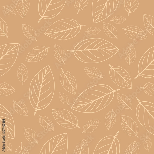 Sketch leaves pattern in vintage style cream color in delicate colors stock vector illustration for design of wrapping paper, fabrics, design and decor, scrubbing dicupage