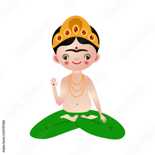 Indian god sitting in golden crown vector illustration