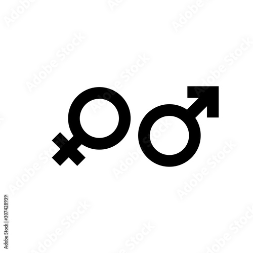 Heterosexual gender symbol icon vector, male and female flat sign, solid pictogram isolated on white. Logo illustration