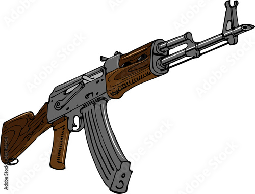 vector image of soviet assault rifle in art sketching style