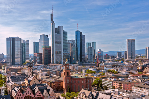 Skyline of Frankfurt with skyscrapers