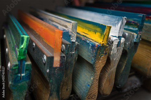 Lines of screenprinting trowels