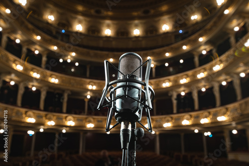 Closeup of microphone on Lviv Opera House interior