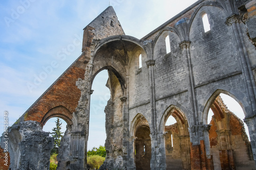 Zsambek Church Ruins, situated near Budapest, Hungary. Construction started in 1220, it was rebuilt after that, then an earthquake in 1763 ruined the church once again. 