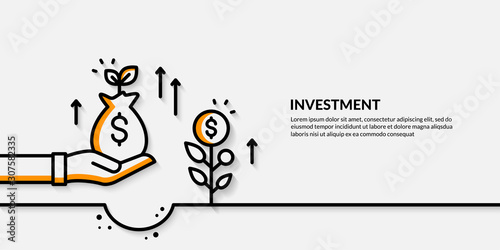 Invesment on yellow background, growing business finance concpet