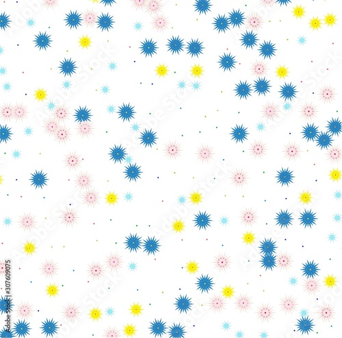 seamless pattern with snowflake and colorful stars
