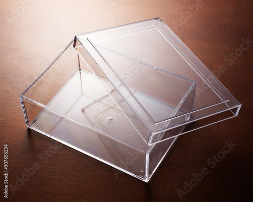 empty acrylic box on the desk