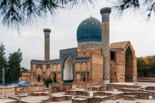 Ancient Gur Emir mausoleum of the central asian famous historical personality Tamerlane or Amir Timur in Samarkand, Uzbekistan