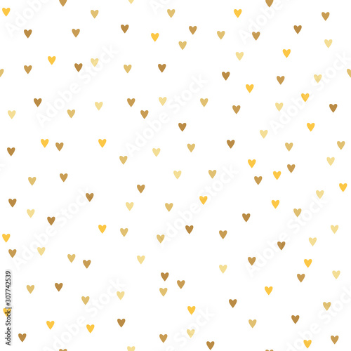 Romantic seamless pattern with golden hearts on a white background. Valentine's Day. Vector.