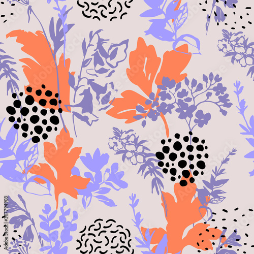 Graphic floral background with minimal elements.