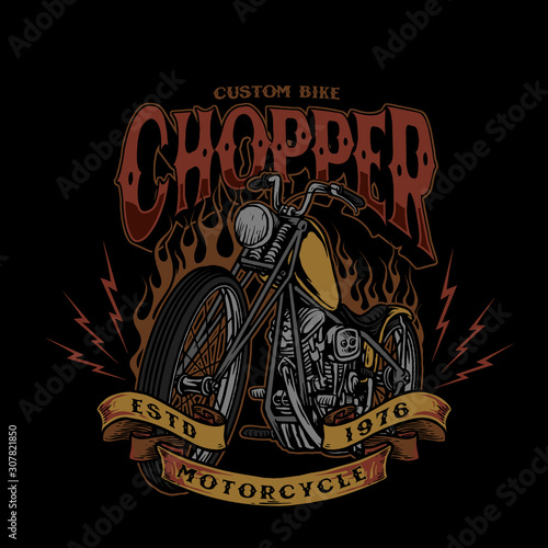 chopper custom bike style vintage vector illustration