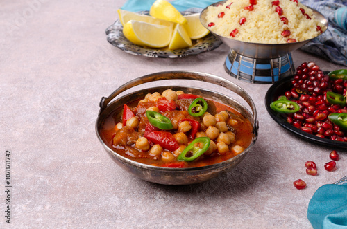 Stewed vegetables with chickpeas and couscous