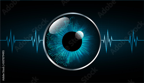 Blue eye cyber circuit future technology concept background