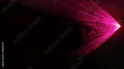 Disco laser with smoke. Triangular and pink show lights