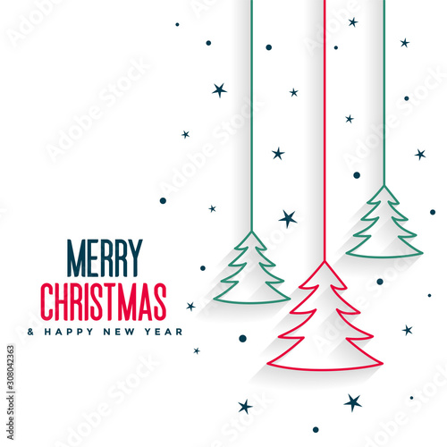 elegant merry christmas white background with tree decoration