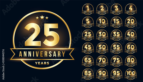 premium golden anniversary emblem set in line style