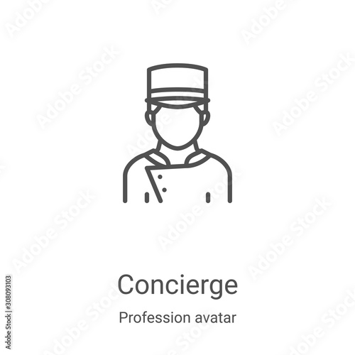 concierge icon vector from profession avatar collection. Thin line concierge outline icon vector illustration. Linear symbol for use on web and mobile apps, logo, print media