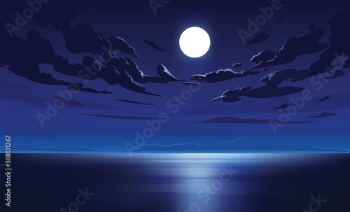 Vector night sky clouds. Moonlight. Background design