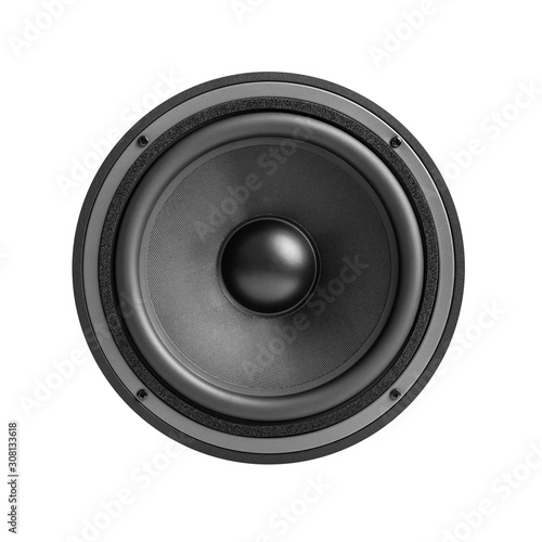 Black speaker isolated on a white background.