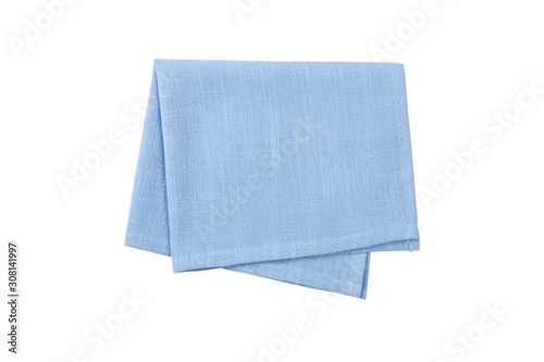 Blue napkin isolated on white background.