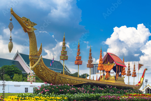 Beautiful traditional Thai style of Suphannahong royal barge.