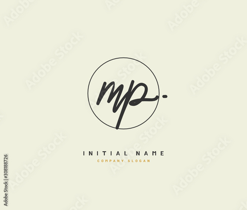 M P MP Beauty vector initial logo, handwriting logo of initial signature, wedding, fashion, jewerly, boutique, floral and botanical with creative template for any company or business.