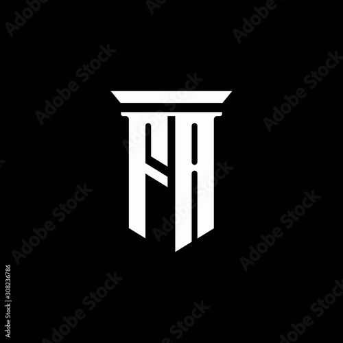 FA monogram logo with emblem style isolated on black background