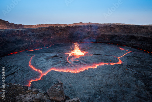 Ripple of lava and sparkling lava at Erta Ale volcano