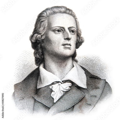 Johann Friedrich von Schiller (1759 –1805), German poet and writer. Picture from Ch. Oeser’s antique book “Aesthetische Briefe” (Esthetic Letters). Published by Friedrich Brandstetter, Leipzig (1874)