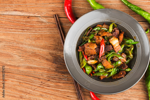 Twice-cooked pork，Chinese traditional Sichuan cuisine